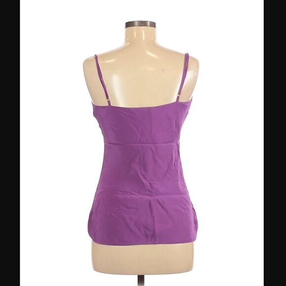 Trina Turk Tank Top M Silk Spaghetti Strap Lilac Purple Solid Keyhole Luxury - Picture 3 of 7
